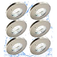 Los mejores  - Trango Conjunto de 6 Focos empotrables LED regulables IP44 en cromo TG6729IP-068GU5SD redondo con 6 bombillas LED…